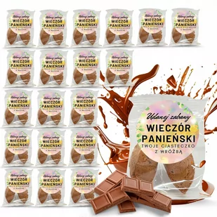 Ciasteczko z wróżbą z naklejką okrągłą Wieczór Panieński 20szt czekoladowe - Desery dla dzieci - miniaturka - grafika 1