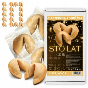 Ciasteczka z Wróżbą na przybycie STO LAT Ciastka z Wróżbą 10 sztuk - Pieczywo chrupkie - miniaturka - grafika 1