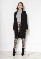 Swetry damskie - Swetrowy płaszcz z kieszeniami swe139 czarny - miniaturka - grafika 1