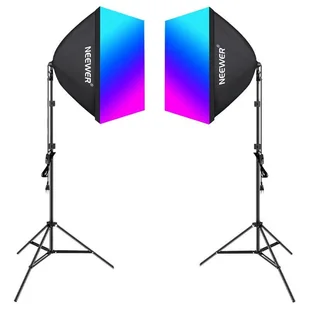 Zestaw studyjny Neewer NK800 dwa softboxy + żarówki RGB 24W 2700-6500K + statywy + wrota Neewer - Lampy studyjne - miniaturka - grafika 1