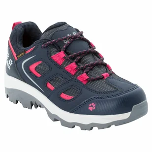 Buty turystyczne dziecięce Jack Wolfskin VOJO TEXAPORE LOW K dark blue / pink - 29 - Buty dla dziewczynek - miniaturka - grafika 1