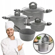 Zestawy garnków i patelni - Zestaw garnków i rondel Valdinox Rock aluminiowe 7 el. na indukcję i gaz - miniaturka - grafika 1