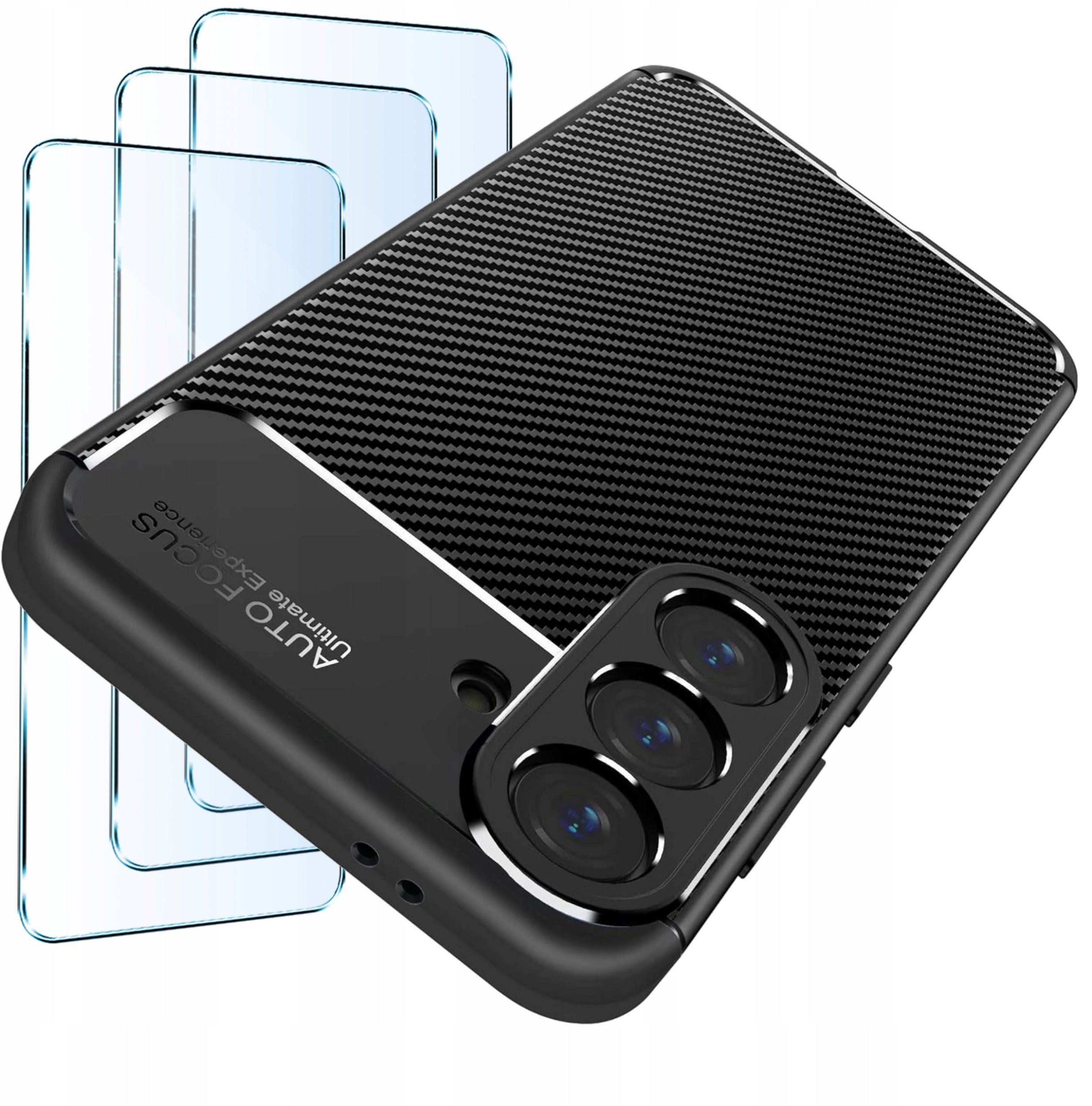 ZESTAW Etui do Samsung A56 5G Pancerne Carbon CASE + 3 SZTUKI SZKŁO