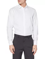 Koszule męskie - Seidensticker Męska koszula biznesowa – Shaped Fit – nie wymaga prasowania – kołnierz Kent – długi rękaw – mankiet z kopertą – 100% bawełna, biały (biały 1), 38 - miniaturka - grafika 1