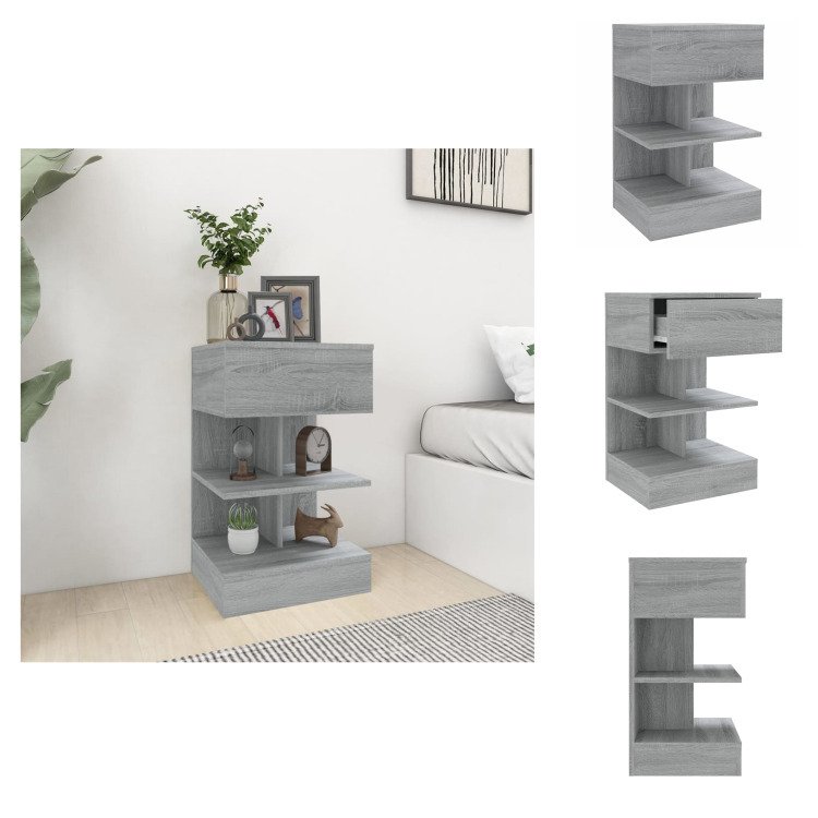 vidaXL Szafka nocna Szara Sonoma 40x35x65 cm Materiał drewnopochodny - Szafki nocne