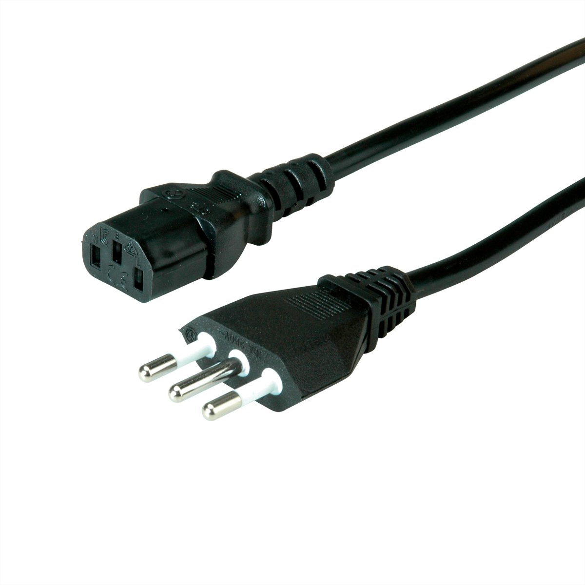 Kabel sieciowy VALUE, gniazdo proste IEC, Włochy, czarny, 1,8 m