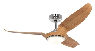 Energooszczędny wentylator sufitowy z oświetleniem LED i pilotem Eco Talos 135 cm chrom / dąb - Wentylatory sufitowe - miniaturka - grafika 1