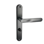 Klamki - Domino Klamka do drzwi wewnętrznych z długim szyldem do wc Oval Czarna - miniaturka - grafika 1