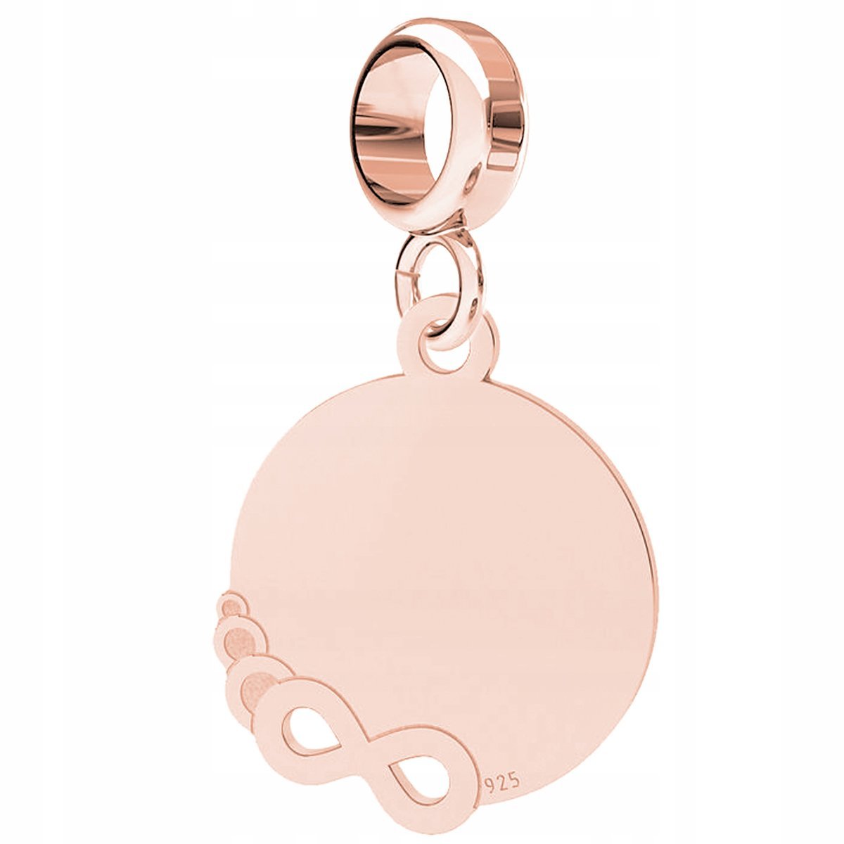 Charms Pozłacany Okrągła Blaszka Nieskończoność Koło Kółko Love SREBRO 925