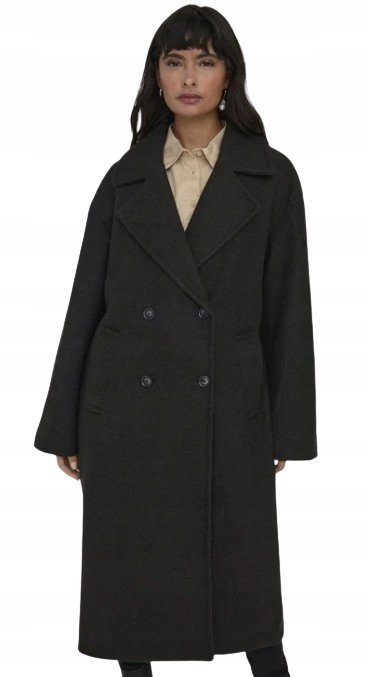 ONLY PŁASZCZ DAMSKI CZARNY DWURZĘDOWY ELEGANCKI 38 JXA