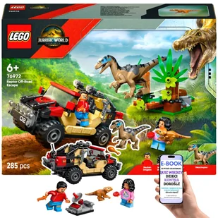 Zestaw LEGO® Dinozaury Jurassic World Ucieczka Przed Welociraptorem (76972) Pojazd, Pułapki, Śledzenie, Zabawa i Akcja PREZENT DLA CHŁOPCA + EBOOK-2 - Klocki - miniaturka - grafika 1