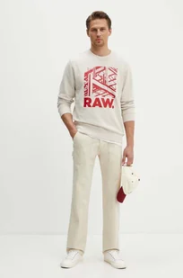 G-Star Raw bluza bawełniana męska kolor beżowy z nadrukiem D24678-D562 - Bluzy męskie - miniaturka - grafika 1