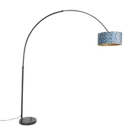 Lampy stojące - QAZQA Lampa podłogowa łuk czarna klosz welurowy motyle 50cm - XXL - miniaturka - grafika 1
