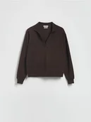 Bluzy damskie - Reserved - Bluza z modalem - ciemnobrązowy - miniaturka - grafika 1