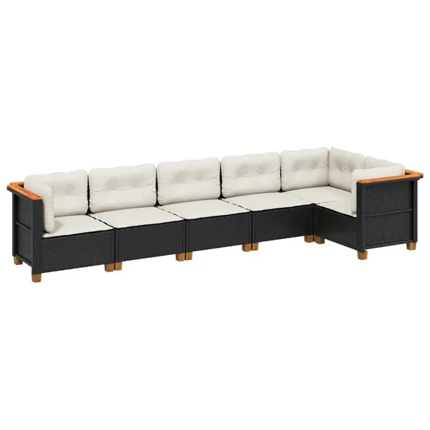 Zestaw mebli ogrodowych modułowych czarny rattan PE 63,5 x 63,5 x 62 cm