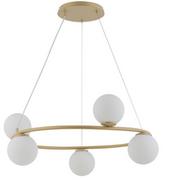 Lampy sufitowe - Sigma złota lampa sufitowa nad stół 33381 GAMA KOŁO 5 elegancki żyrandol do jadalni szklane kule 33381 - miniaturka - grafika 1