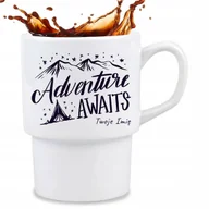 Kubki - KUBEK BAROWY Biały Na Prezent Dla Miłośnika Gór ADVENTURE AWAITS IMIĘ Wzory - miniaturka - grafika 1