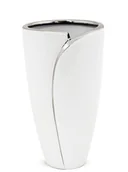 Wazony i flakony - Art Pol Wazon ceramiczny 24 x 13 x 13 cm (biały ze srebrnymi zdobieniami) - miniaturka - grafika 1