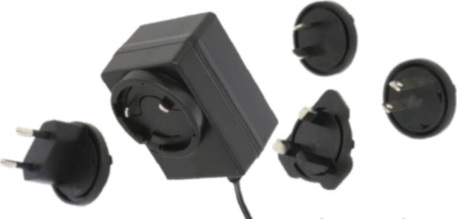 POSB 12V/1A/12W czarny, adapter horyzontalny, wtyk AC: EU/US/UK/AU. wtyk DC:2.1/5.5+