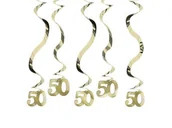 Urodziny dla dorosłych - AMSCAN Dekoracja wisząca świderki złote - 50 tka - 5 szt. 679099 - miniaturka - grafika 1