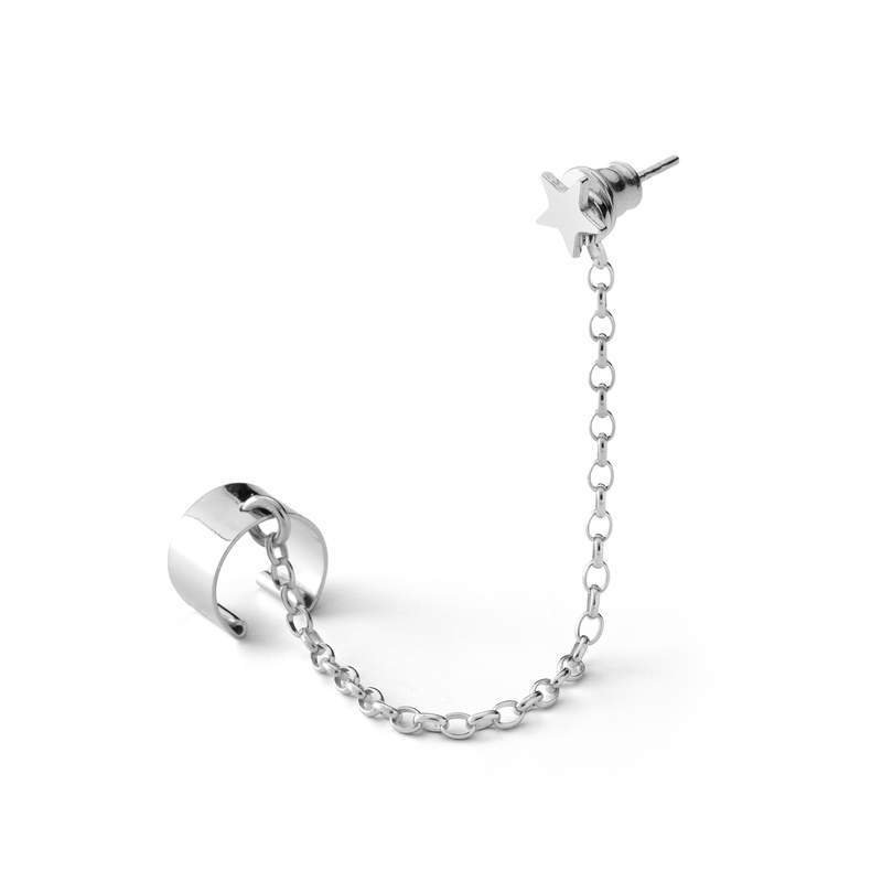 Kolczyk nausznica - gwiazda, srebro 925