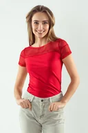 Koszulki i topy damskie - Eldar Dorita koszulka z koronką czerwona M - miniaturka - grafika 1