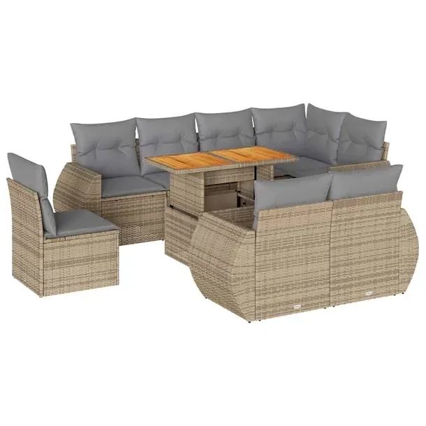 Zestaw mebli ogrodowych modułowych beżowy z rattanem PE, 62 x 62 x 69 cm