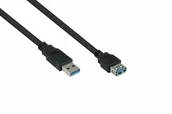 Kable USB - Kabel USB Alcasa kabelmeister USB3.0 Verläng. A St.-A Bu. UL schwarz 2m - miniaturka - grafika 1