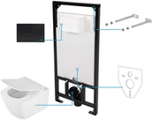 Stelaże i zestawy podtynkowe do WC - Deante Zestaw Anemon Zero 6w1 stelaż podtynkowy z miską WC wiszącą deską wolnoopadającą Slim i przyciskiem spłukującym chrom CDZN6ZPW CDZN6ZPW - miniaturka - grafika 1