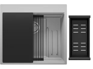 Primagran.pl Zlewozmywak kuchenny granitowy jednokomorowy z wewnętrzym ociekaczem Step i największą komorą MAX Oslo 60 Multilevel + Gratis MOIKS-X0#N+P#ADC003-KC$G+P#AROL02-KC$G+P#ACOL02-KC$G - Zlewozmywaki - miniaturka - grafika 1