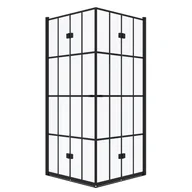 Kabiny prysznicowe - Kabina prysznicowa 80x80 kwadratowa składana MAUNA SEVANTE czarna w kratę 1 szt. - miniaturka - grafika 1