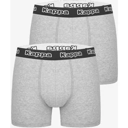 Bokserki męskie bawełniane (2pack) szare z logowaną gumą Kappa K1211 - Majtki męskie - miniaturka - grafika 1