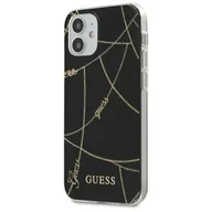 Etui i futerały do telefonów - Guess GUHCP12SPCUCHBK iPhone 12 5,4" czarny/black hardcase Gold Chain Collection - miniaturka - grafika 1