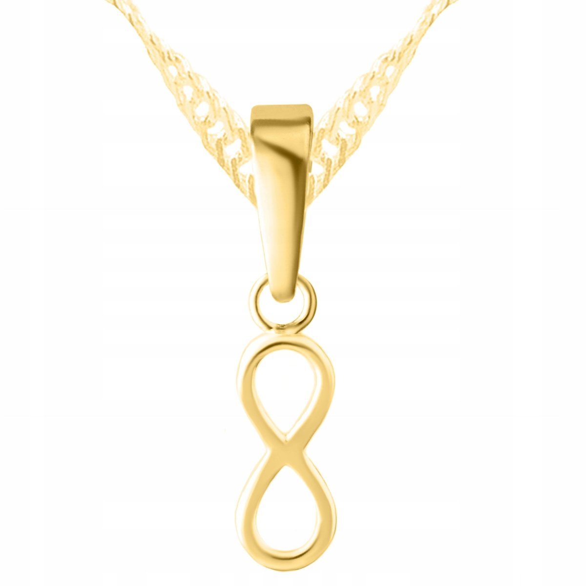 Złoty Naszyjnik z Nieskończonością Blaszka Znak Symbol Wieczność SREBRO 925