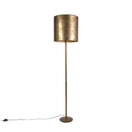 Lampy stojące - QAZQA Lampa podłogowa vintage złota z brązowo-złotym kloszem 40cm - Simplo 98109 - miniaturka - grafika 1