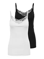 Koszulki i topy damskie - Only Kobiety Onlkira Lace Singlet 2-Pak Top, Czarny/Biały, L - miniaturka - grafika 1