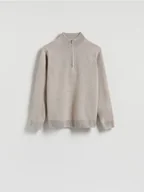 Swetry męskie - Reserved - Sweter z rozpinanym golfem - beżowy - miniaturka - grafika 1