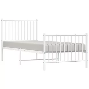 vidaXL Metalowa rama łóżka z wezgłowiem i zanóżkiem, biała, 80x200 cm - Łóżka - miniaturka - grafika 1