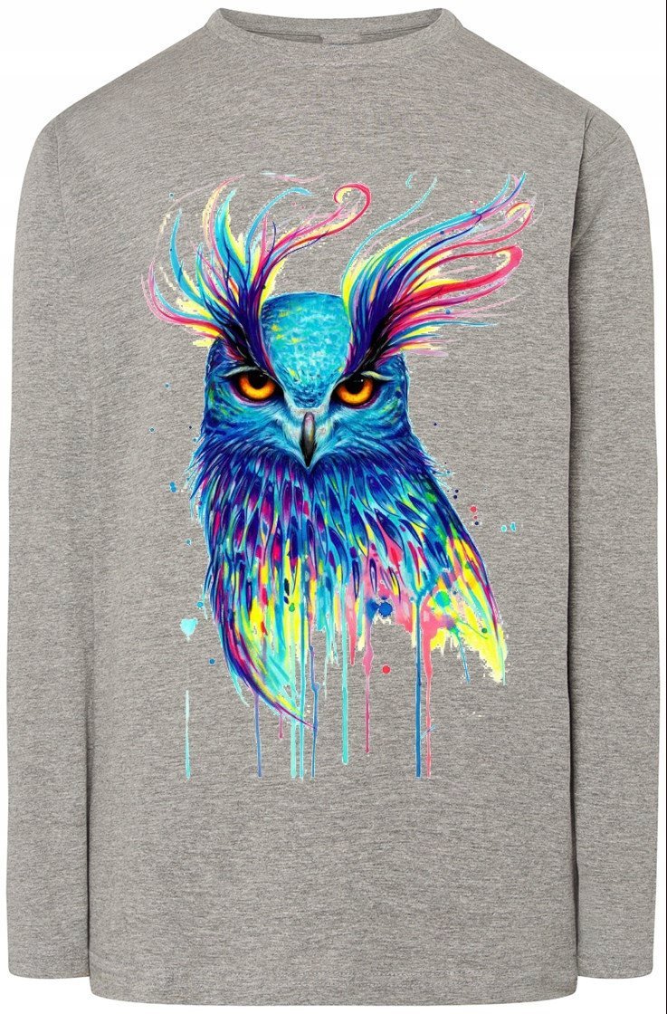 Sowa kolorowa Męski Longsleeve Modny Rozm.4XL