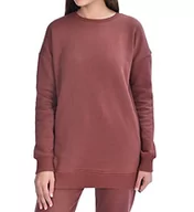 Bluzy damskie - M17 Damska klasyczna bluza z okrągłym dekoltem sweter na co dzień sweter z długim rękawem top gładki sweter (L, czarny), Brązowy, XL - miniaturka - grafika 1