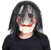 Dodatki do strojów karnawałowych - MASKA LATEKSOWA PIŁA HORROR HALOWEEN WŁOSY - miniaturka - grafika 1