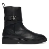 Botki damskie - Botki Calvin Klein Ankle Boot W/ Metal Logo HW0HW02663 Czarny - miniaturka - grafika 1