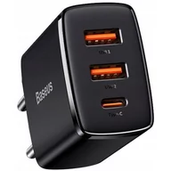 Ładowarki do telefonów - Baseus Ładowarka sieciowa Compact Quick Charger 2xUSB USB-C PD 3A 30W czarna BSU2897BLK - miniaturka - grafika 1