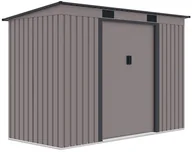 Altany ogrodowe - Szopa ogrodowa OREGON 261x121cm Warm Grey, metalowa, z przesuwanymi drzwiami, kompaktowy magazyn na sprzęt ogrodowy i narzędzia Hardmaister - miniaturka - grafika 1