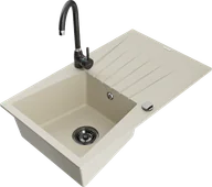 Zlewozmywaki z baterią - Mexen Cesar zlewozmywak granitowy 1-komorowy z ociekaczem i baterią kuchenną Telma, beżowy - 6514-69-670200-70 - miniaturka - grafika 1