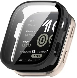 SILIKONOWE ETUI + SZKŁO DO AMAZFIT BIP 6 CZARNE - Akcesoria do smartwatchy - miniaturka - grafika 1