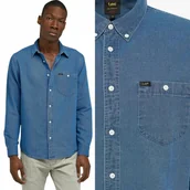 Koszule męskie - Lee RIVETED SHIRT Anthem Blue LUŹNA KOSZULA JEANSOWA DżINS RELAXED FIT S - miniaturka - grafika 1