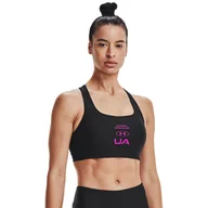 Bielizna sportowa damska - Biustonosz sportowy UNDER ARMOUR UA Crossback Graphic - czarny - miniaturka - grafika 1