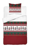 Pościel - Pościel satynowa 140x200 Świąteczna czerwona biała zielona dziadek do orzechów kratka 5227 A Home Satin 131 - miniaturka - grafika 1