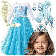Sukienki - STRÓJ ELSA ELZA PRZEBRANIE SUKIENKA KRAINA LODU NA BAL KARNAWAŁOWY - 104-110 - miniaturka - grafika 1